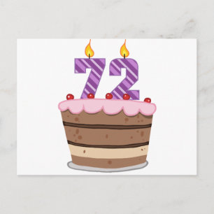 Carte Postale 72 ans sur le gâteau d'anniversaire