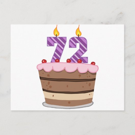 Carte Postale 72 ans sur le gâteau d'anniversaire (Devant)