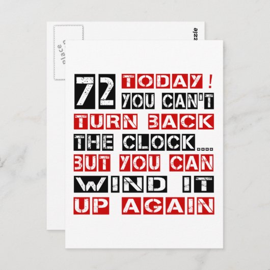 Carte Postale 72 Designs d'anniversaire (Devant / Derrière)