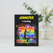 Carte Postale 72e anniversaire - Fun Fireworks, Rainbow Look "72 (Debout devant)