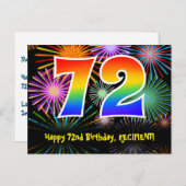 Carte Postale 72e anniversaire - Fun Motif Fireworks + Rainbow 7 (Devant / Derrière)