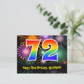 Carte Postale 72e anniversaire - Fun Motif Fireworks + Rainbow 7 (Debout devant)