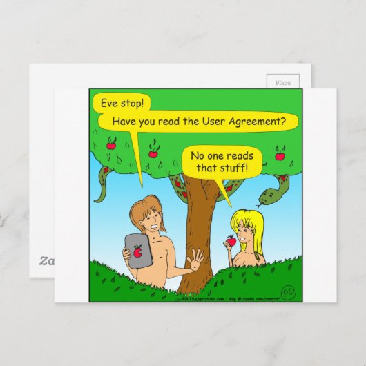 Carte Postale 730 Adam et Eve conditions générales dessin animé (Devant / Derrière)