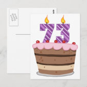 Carte Postale 73 ans sur le gâteau d'anniversaire (Devant / Derrière)