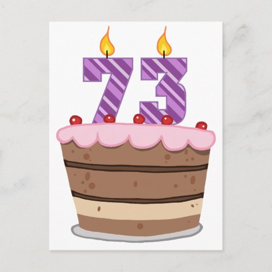 Carte Postale 73 ans sur le gâteau d'anniversaire (Devant)