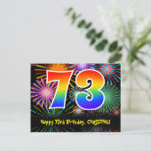 Carte Postale 73e Anniversaire – Motif de feux d'artifice amusan (Debout devant)