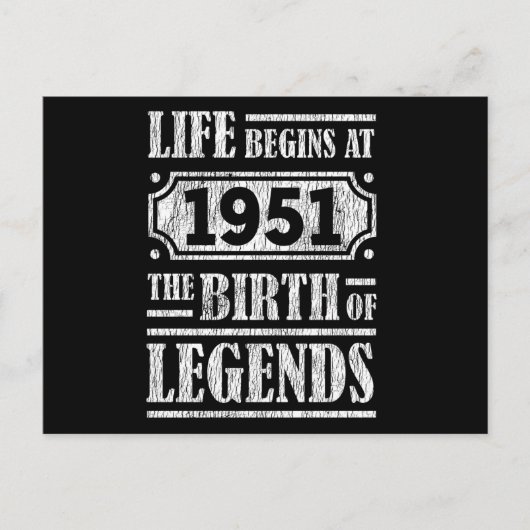 Carte Postale 74 Ans 1951 Naissance d'une Légende 74e Anniversai (Devant)