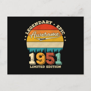 Carte Postale 74 Ans Anniversaire 1951 Superbe Cadeau pour 74ème