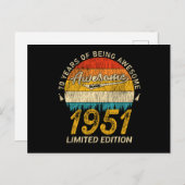 Carte Postale 74 ans Cadeau rétro incroyable pour un 74e anniver (Devant / Derrière)