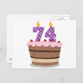 Carte Postale 74 ans sur le gâteau d'anniversaire (Devant / Derrière)