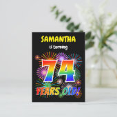 Carte Postale 74e anniversaire - Fun Fireworks, Rainbow Look "74 (Debout devant)
