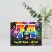 Carte Postale 74e Anniversaire – Motif de feux d'artifice amusan (Debout devant)