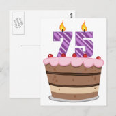 Carte Postale 75 ans sur le gâteau d'anniversaire (Devant / Derrière)