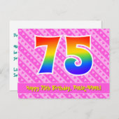 Carte Postale 75e anniversaire : Rayures roses et cœurs, Arc-en- (Devant / Derrière)