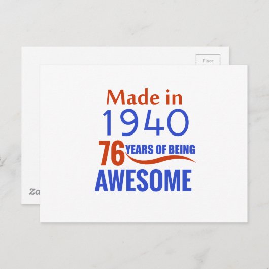 Carte Postale 76 ans (Devant / Derrière)