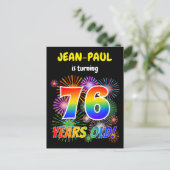 Carte Postale 76e anniversaire - Fun Fireworks, Rainbow Look "76 (Debout devant)