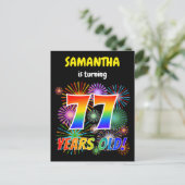 Carte Postale 77e anniversaire - Fun Fireworks, Rainbow Look "77 (Debout devant)