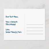 Carte Postale 77e Anniversaire – Motif de feux d'artifice amusan (Dos)