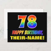 Carte Postale 78e anniversaire : Bold, amusant, simple, arc-en-c (Devant / Derrière)