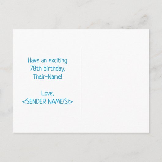 Carte Postale 78e anniversaire : Bold, amusant, simple, arc-en-c (Dos)