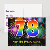 Carte Postale 78e Anniversaire – Motif de feux d'artifice amusan (Devant / Derrière)