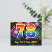 Carte Postale 78e Anniversaire – Motif de feux d'artifice amusan (Debout devant)
