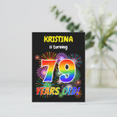 Carte Postale 79e anniversaire - Fun Fireworks, Rainbow Look "79 (Debout devant)