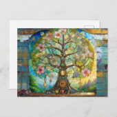 Carte Postale 7 Chakra Fleurissant Arbre De Vie (Devant / Derrière)