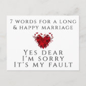 Carte Postale 7 Mots À Un Mariage Long (Devant)