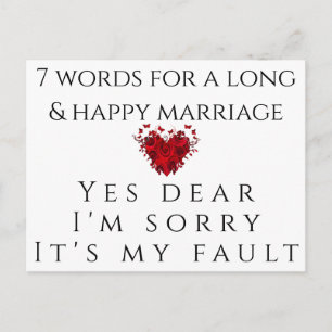 Carte Postale 7 Mots Pour Un Mariage Long