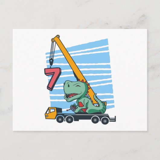 Carte Postale 7 years 7th Birthday Mobile Crane Dinosaur (Devant)