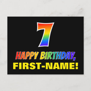 Carte Postale 7e anniversaire : Bold, amusant, simple, arc-en-ci