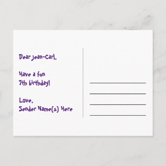 Carte Postale 7e anniversaire : motif coeurs amusants, arc-en-ci (Dos)