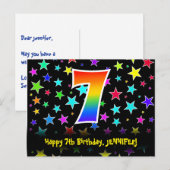 Carte Postale 7e anniversaire : motif d'étoiles amusantes, arc-e (Devant / Derrière)