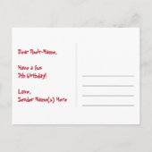 Carte Postale 7e anniversaire : Rayures roses et cœurs, Arc-en-c (Dos)