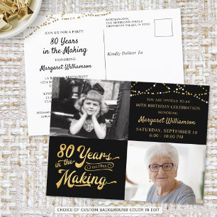 Carte Postale 80e anniversaire 2 Photos Années rétro dans la fab