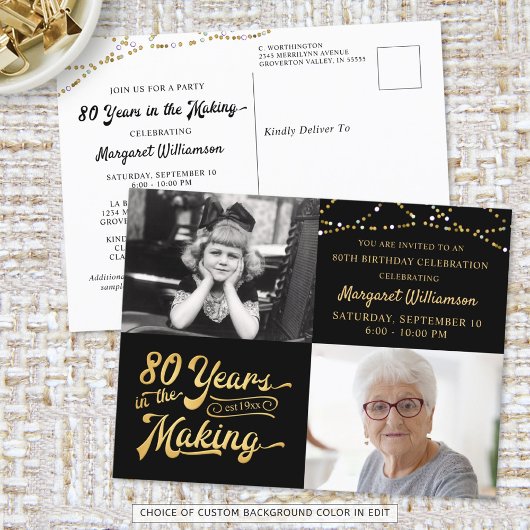 Carte Postale 80e anniversaire 80 ans dans la fabrication 2 phot