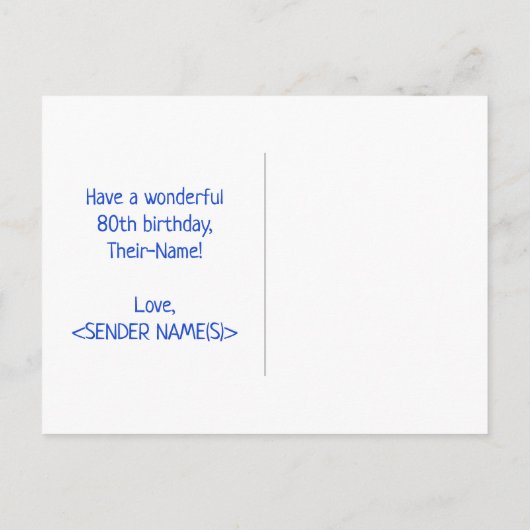 Carte Postale 80e anniversaire : Bold, amusant, simple, arc-en-c (Dos)