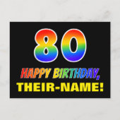 Carte Postale 80e anniversaire : Bold, amusant, simple, arc-en-c (Devant)