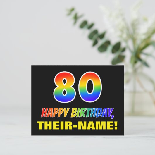 Carte Postale 80e anniversaire : Bold, amusant, simple, arc-en-c (Debout devant)