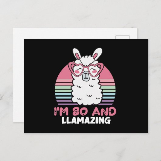 Carte Postale 80e anniversaire Llamazing Lama Cadeau d'anniversa (Devant / Derrière)