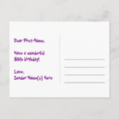 Carte Postale 80e anniversaire : Pink Stripes & Hearts, Arc-en-c (Dos)