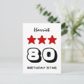 Carte Postale 80e Anniversaire Star Rouge Noir et Blanc Z508 (Debout devant)
