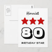 Carte Postale 80e Anniversaire Star Rouge Noir et Blanc Z508 (Devant / Derrière)