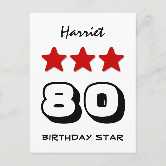 Carte Postale 80e Anniversaire Star Rouge Noir et Blanc Z508 (Devant)