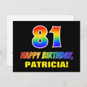 Carte Postale 81e anniversaire : Bold, amusant, simple, arc-en-c (Devant / Derrière)