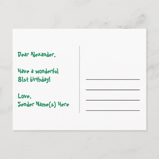 Carte Postale 81e anniversaire : Fun Hearts Motif, Arc-en-ciel 8 (Dos)