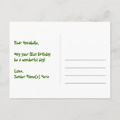 Carte Postale 81e anniversaire : Rayures roses et cœurs, arc-en- (Dos)