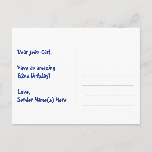 Carte Postale 82e anniversaire : Fun Hearts Motif, Arc-en-ciel 8 (Dos)