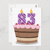 Carte Postale 83 ans sur le gâteau d'anniversaire (Devant / Derrière)